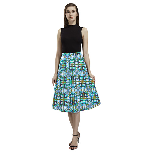 Blue and Gold Aoede Crepe Skirt (Model D16)