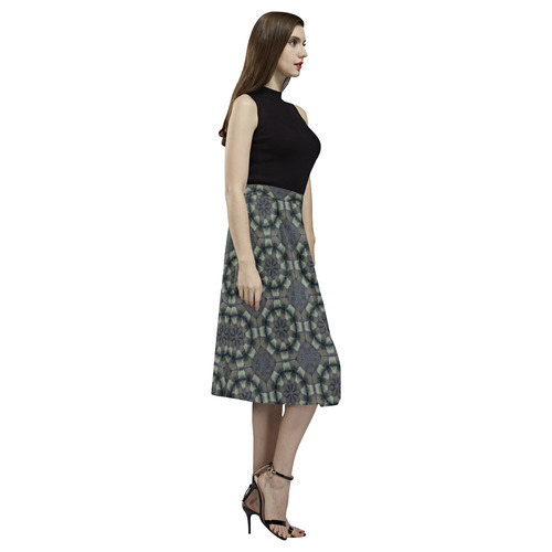 Gray and Black Geometric Aoede Crepe Skirt (Model D16)