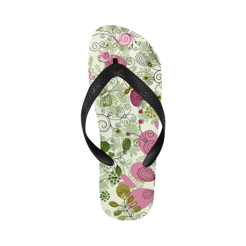 doodle flowers, flower Flip Flops for Men/Women (Model 040)