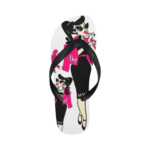 rockabilly and pink poodle Flip Flops for Men/Women (Model 040)