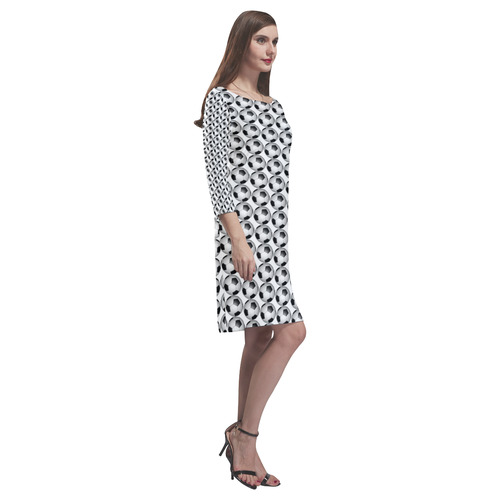 Soccer Tiled by Martina Webster Rhea Loose Round Neck Dress(Model D22)