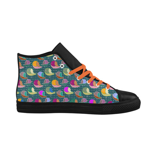 Simply Geometric Cute Birds Pattern Colored Aquila High Top Microfiber Leather Women's Shoes (Model 032)