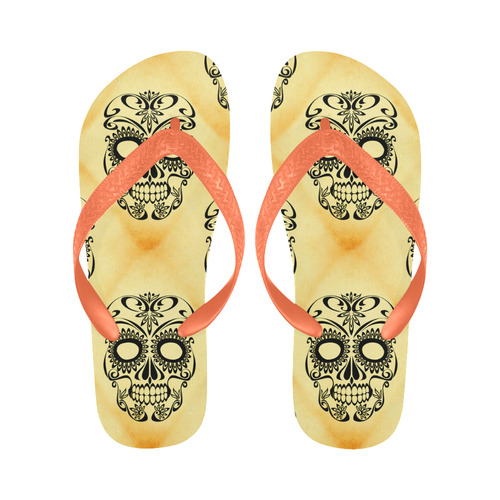 Skull20170350_by_JAMColors Flip Flops for Men/Women (Model 040)