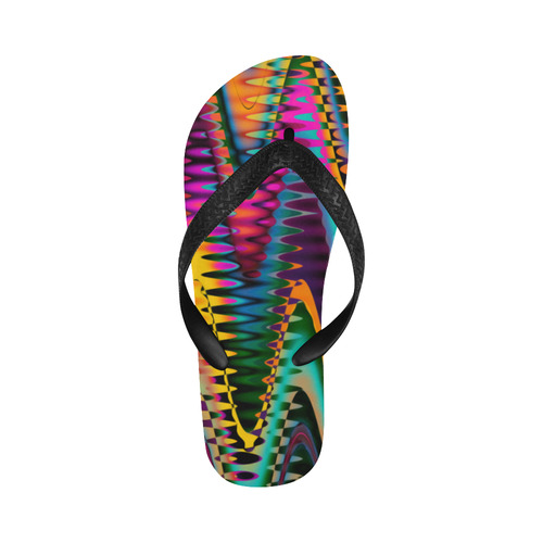 WAVES DISTORTION chevrons multicolored Flip Flops for Men/Women (Model 040)