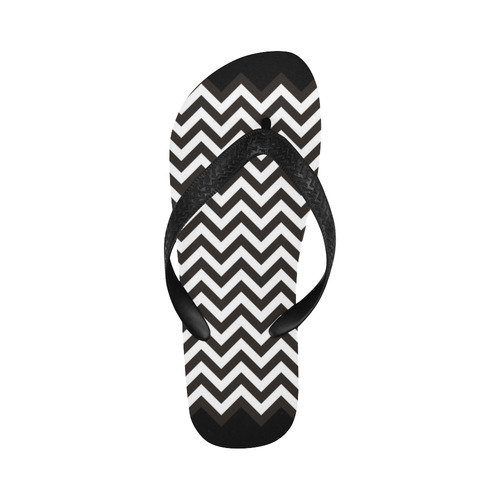 HIPSTER zigzag chevron pattern black & white Flip Flops for Men/Women (Model 040)