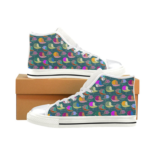Simply Geometric Cute Birds Pattern Colored High Top Canvas Shoes for Kid (Model 017)