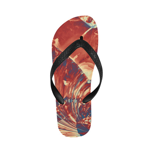 Abstract Fractal Painting - dark red blue beige Flip Flops for Men/Women (Model 040)