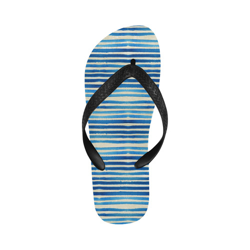 Watercolor STRIPES grunge pattern - blue Flip Flops for Men/Women (Model 040)