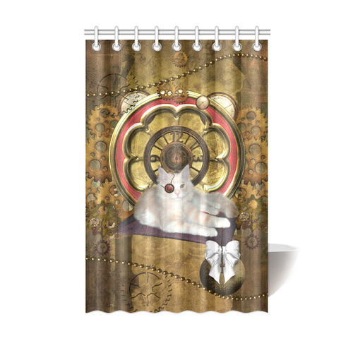 Steampunk, awseome cat clacks and gears Shower Curtain 48"x72"