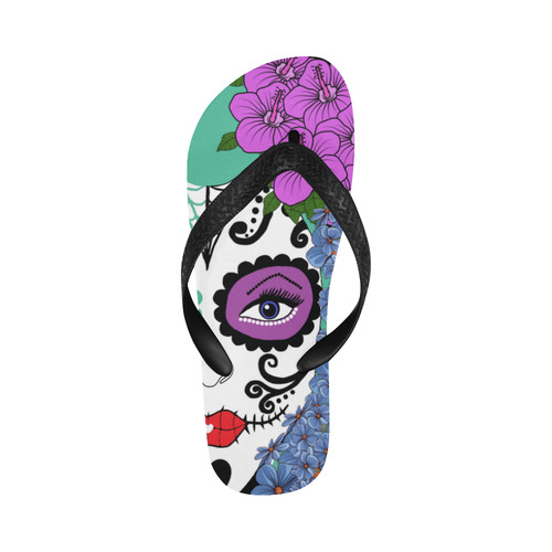 mamma sugar skull Flip Flops for Men/Women (Model 040)