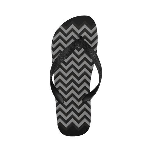 Chevron ZigZag black & white transparent Flip Flops for Men/Women (Model 040)