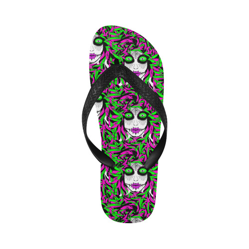 Rainbow sugar skull Flip Flops for Men/Women (Model 040)