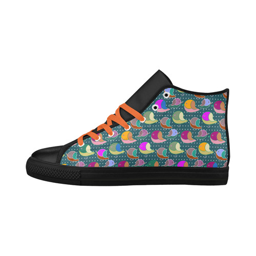 Simply Geometric Cute Birds Pattern Colored Aquila High Top Microfiber Leather Women's Shoes (Model 032)