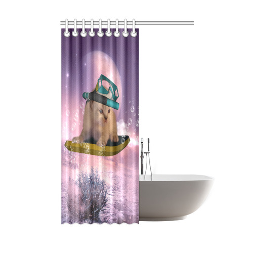 Funny surfing kitten Shower Curtain 48"x72"