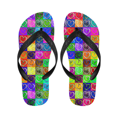 Lovely Hearts Mosaic Pattern - Grunge Colored Flip Flops for Men/Women (Model 040)