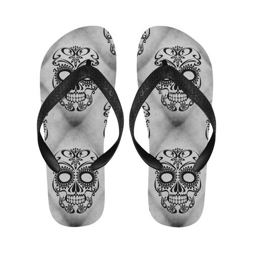 Skull20170351_by_JAMColors Flip Flops for Men/Women (Model 040)