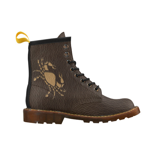 Leather-Look Zodiac Cancer High Grade PU Leather Martin Boots For Men Model 402H