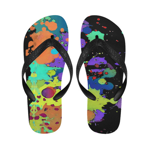 CRAZY multicolored SPLASHES / SPLATTER / SPRINKLE Flip Flops for Men/Women (Model 040)