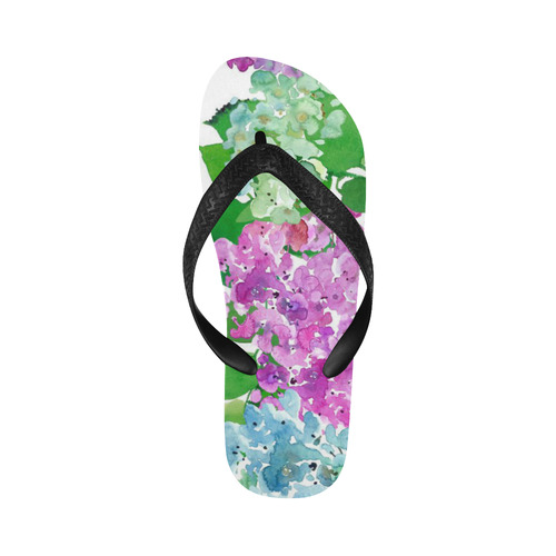 Watercolor Hydrangea, flower, flowers Flip Flops for Men/Women (Model 040)