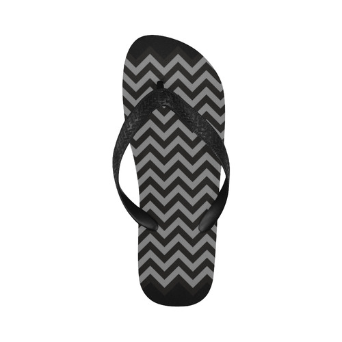 Chevron ZigZag black & white transparent Flip Flops for Men/Women (Model 040)