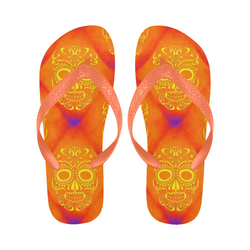 Skull20170354_by_JAMColors Flip Flops for Men/Women (Model 040)