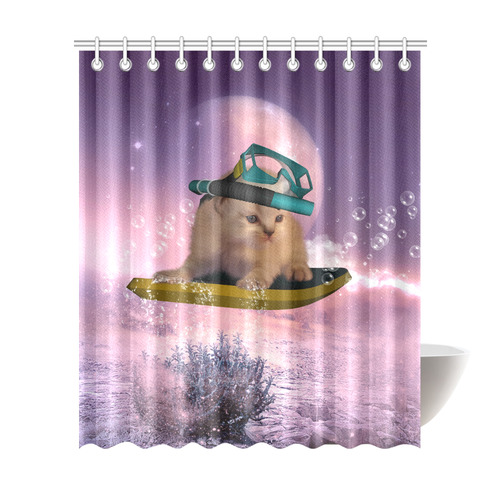 Funny surfing kitten Shower Curtain 72"x84"