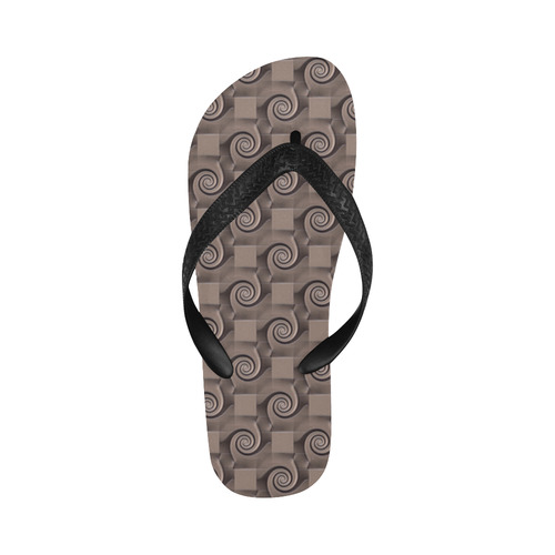 3D SQUARES SPIRALS MOSAIC pattern - brown beige Flip Flops for Men/Women (Model 040)