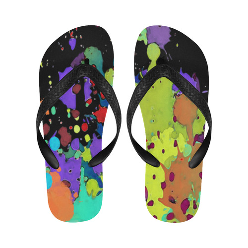 CRAZY multicolored SPLASHES / SPLATTER / SPRINKLE Flip Flops for Men/Women (Model 040)