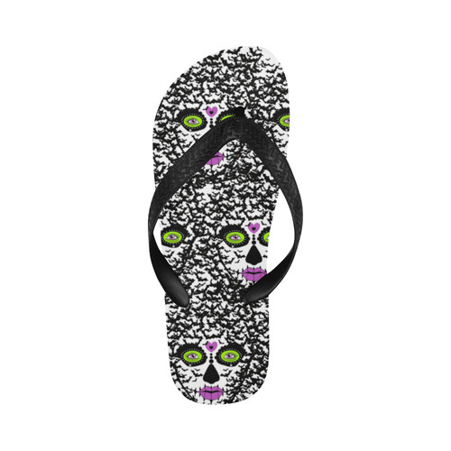 sugar skull gone batty Flip Flops for Men/Women (Model 040)