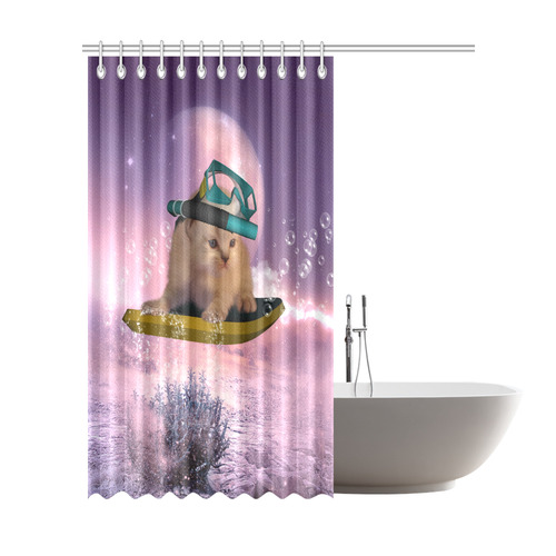 Funny surfing kitten Shower Curtain 72"x84"