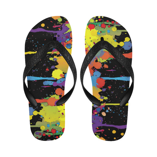CRAZY multicolored double running SPLASHES Flip Flops for Men/Women (Model 040)