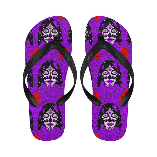 purple roses sugar skull