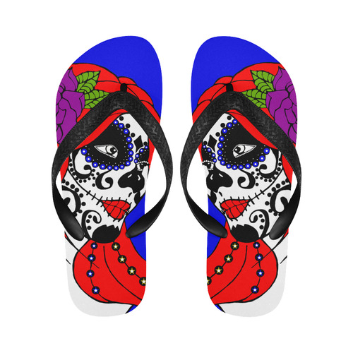 Spider lady sugar skull Flip Flops for Men/Women (Model 040)