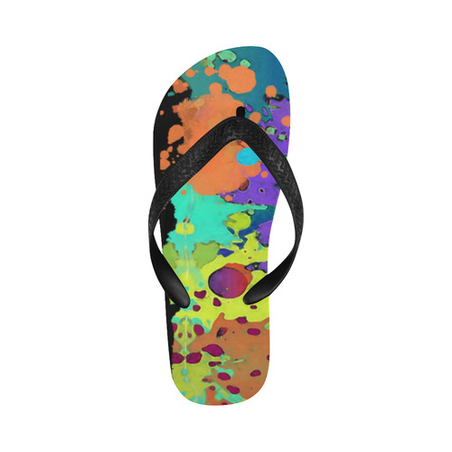 CRAZY multicolored SPLASHES / SPLATTER / SPRINKLE Flip Flops for Men/Women (Model 040)