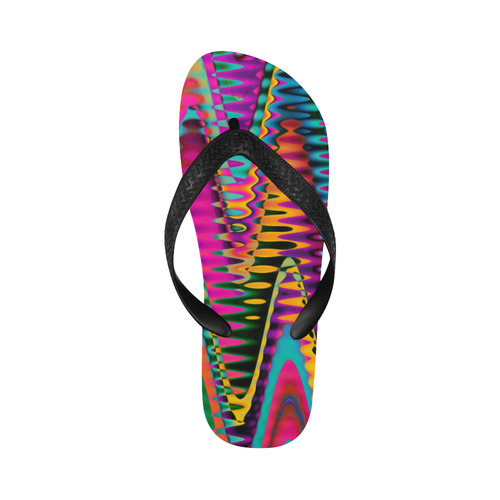 WAVES DISTORTION chevrons multicolored Flip Flops for Men/Women (Model 040)