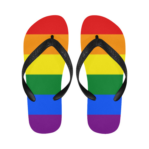 Gay Pride Rainbow Flag Stripes Flip Flops for Men/Women (Model 040)