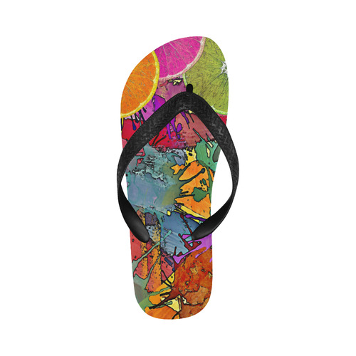 Pop Art Pattern Mix ORANGES SPLASHES multicolored Flip Flops for Men/Women (Model 040)