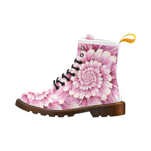 Flower Swirls High Grade PU Leather Martin Boots For Women Model 402H