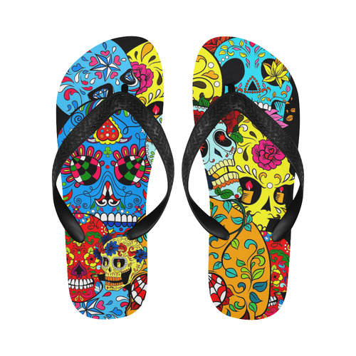 simply sugar skulls Flip Flops for Men/Women (Model 040)