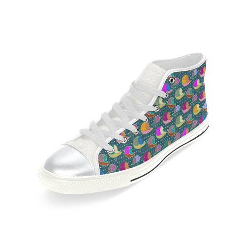 Simply Geometric Cute Birds Pattern Colored High Top Canvas Shoes for Kid (Model 017)