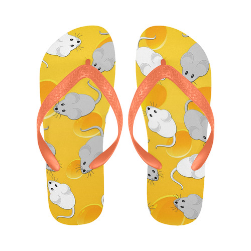 mice on cheese Flip Flops for Men/Women (Model 040)