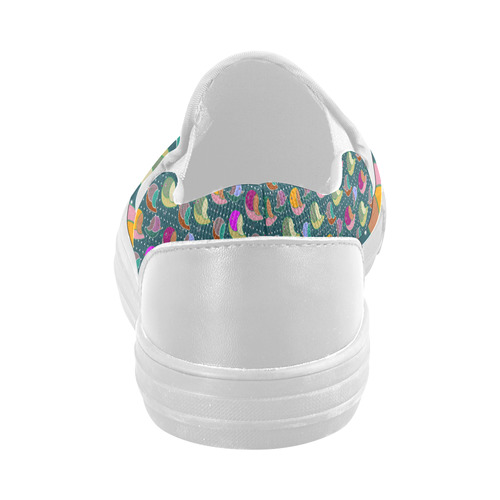 Simply Geometric Cute Birds Pattern Colored Women's Slip-on Canvas Shoes (Model 019)