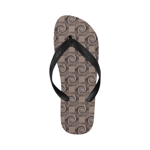 3D SQUARES SPIRALS MOSAIC pattern - brown beige Flip Flops for Men/Women (Model 040)