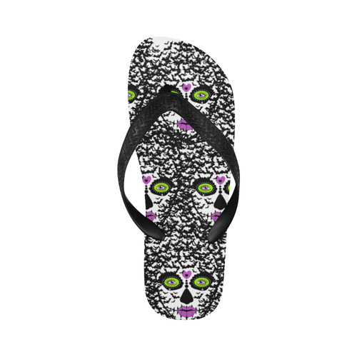 sugar skull gone batty Flip Flops for Men/Women (Model 040)