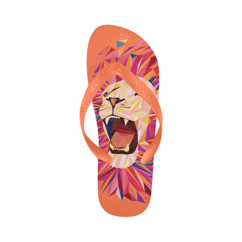 lion roaring polygon triangles Flip Flops for Men/Women (Model 040)