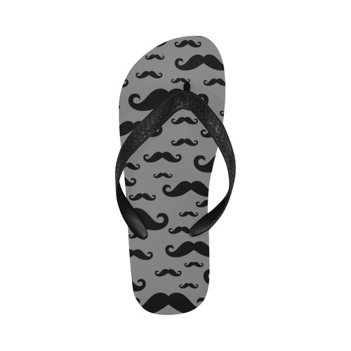 Black handlebar MUSTACHE / MOUSTACHE pattern Flip Flops for Men/Women (Model 040)