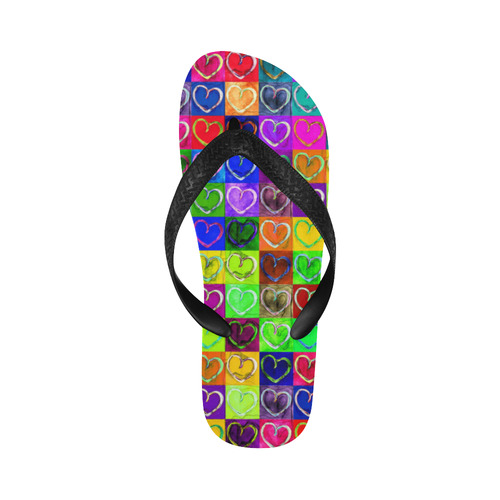 Lovely Hearts Mosaic Pattern - Grunge Colored Flip Flops for Men/Women (Model 040)