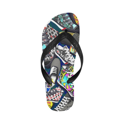 A pile multicolored SHOES / SNEAKERS pattern Flip Flops for Men/Women (Model 040)