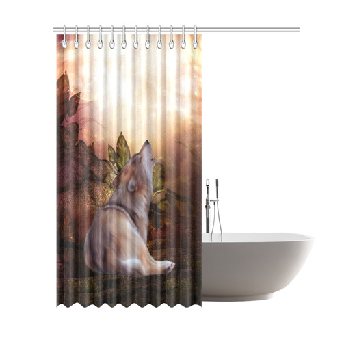 Beautiful wolf in the night Shower Curtain 69"x84"