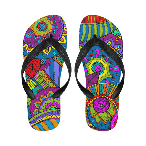 Pop Art PAISLEY Ornaments Pattern multicolored Flip Flops for Men/Women (Model 040)